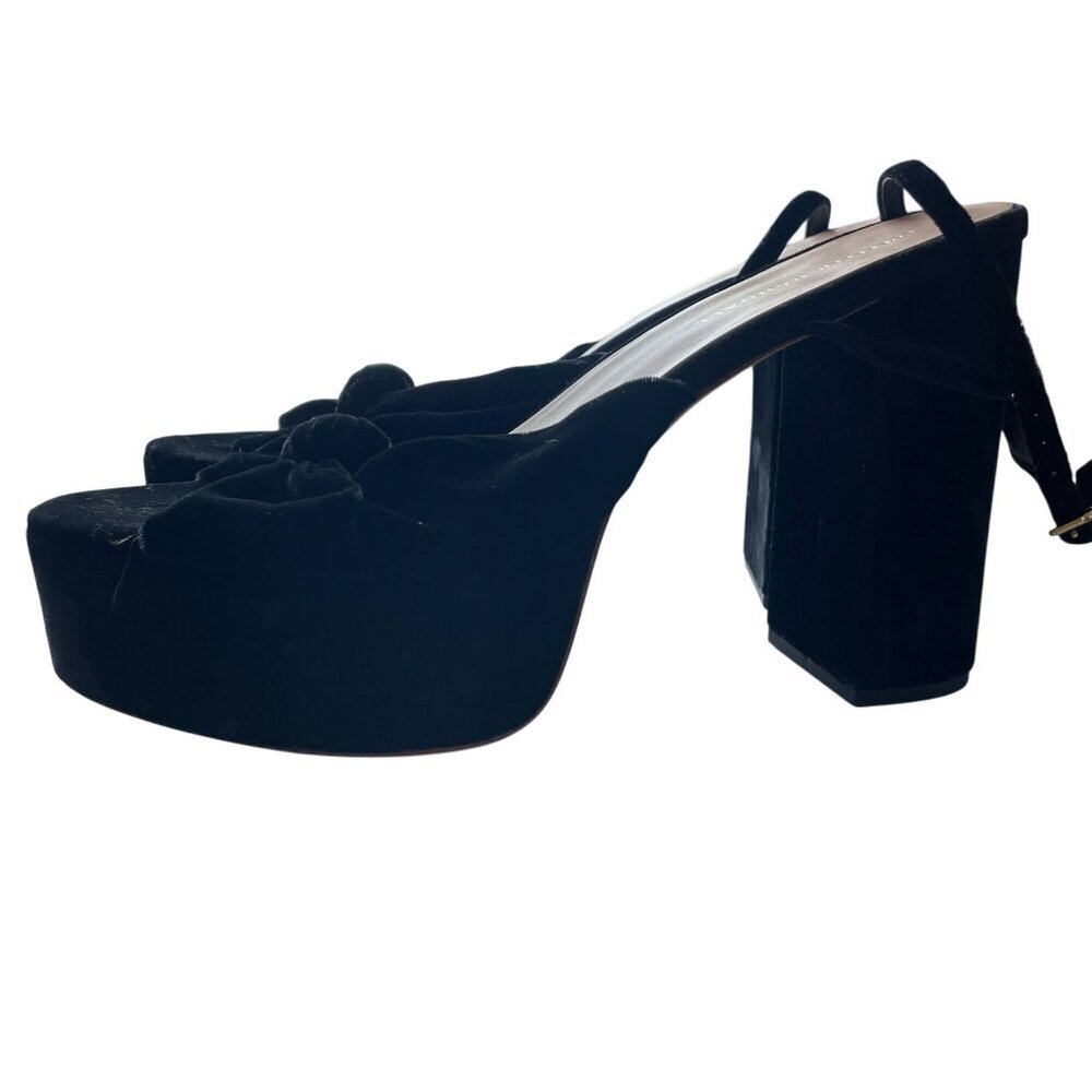 Loeffler Randall Roz Knot Platform Sandals Black Velvet 10.5 - Picture 5 of 10